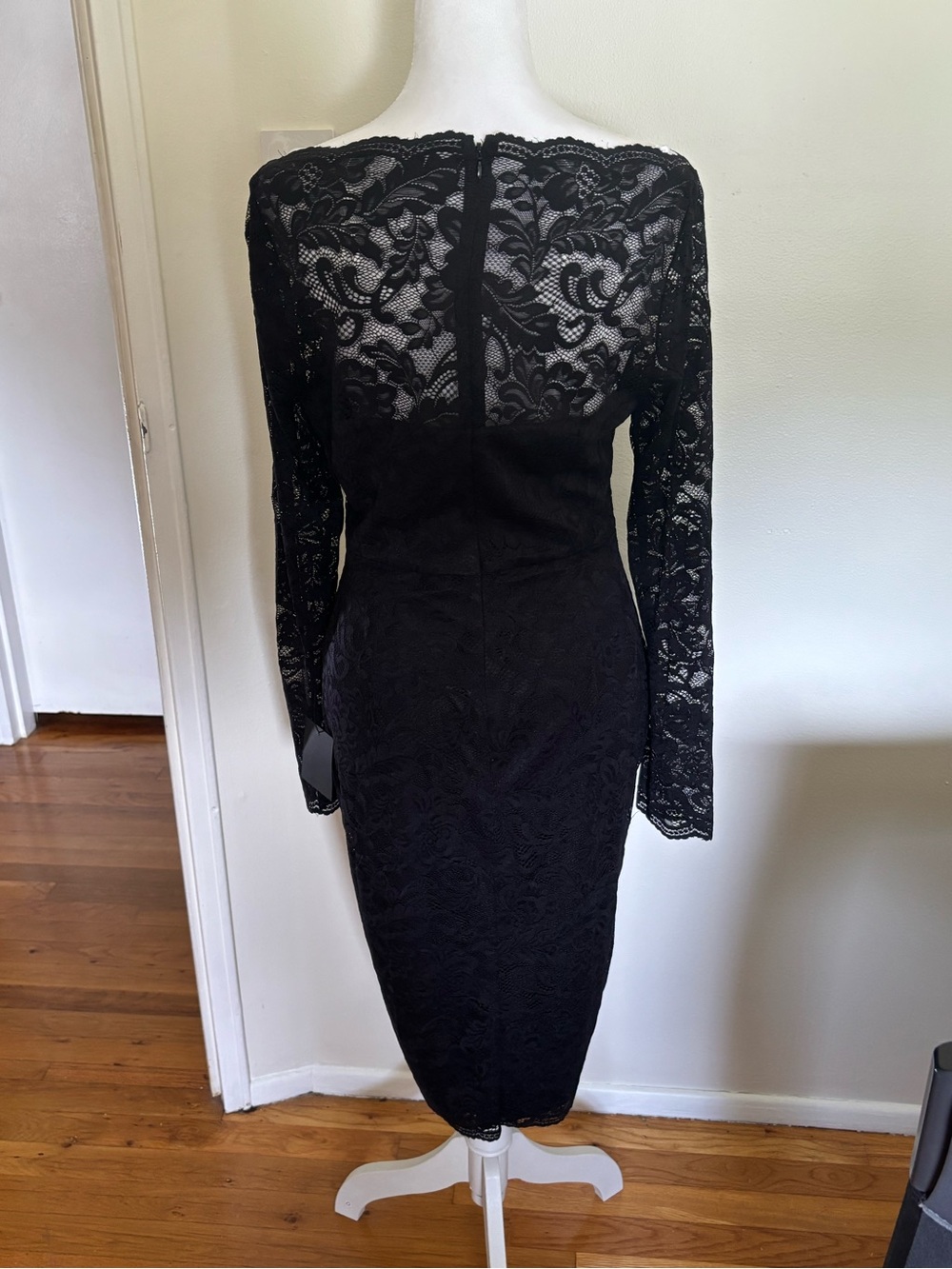 Lulu's Black Long Sleeve Lace Sheath Dress